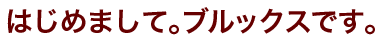 はじめまして。ブルックスです。
