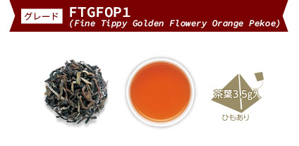 グレード:FTGFOP1(Fine Tippy Golden Flowery Orange Pekoe)