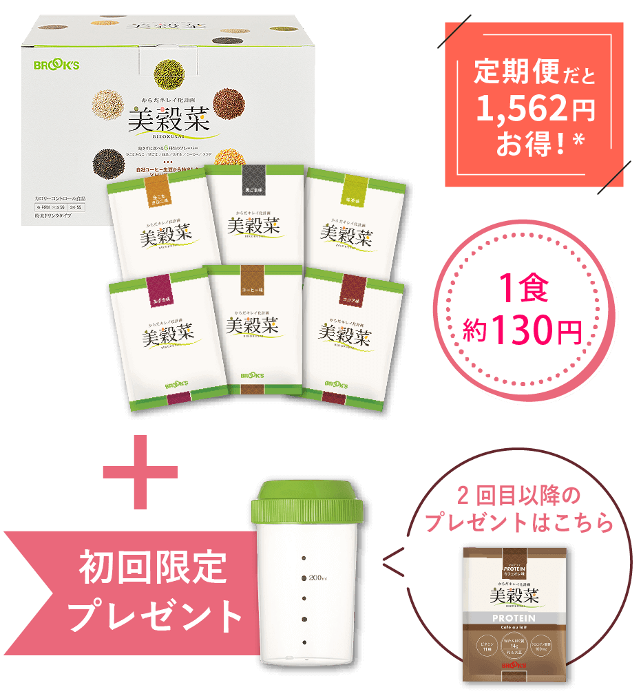 【定期便･初回】美穀菜･オリジナルシェーカー付 定期便だと1,562円お得！* 1食130円 2 回目以降のプレゼントはこちら PROTEIN カフェオレ味 1袋