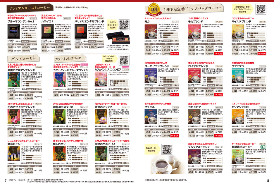 プロダクトカタログ 2026(1/1発刊)の中面(コーヒー)