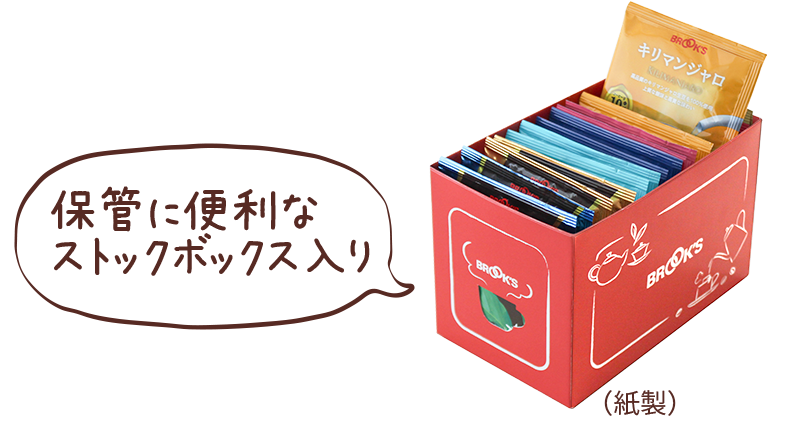 保管に便利なストックボックス入り