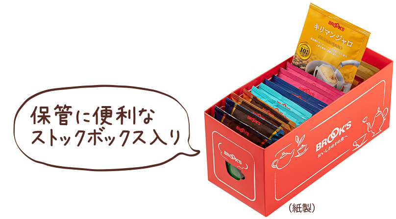 保管に便利なストックボックス入り