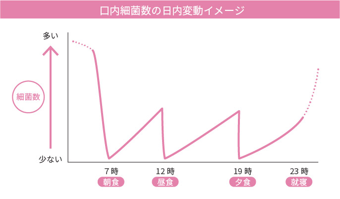 口内細菌数の日内変動イメージ画像