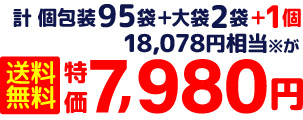 計 個包装95袋+大袋2袋+1個 18,078円相当※が 送料無料 特価7,980円