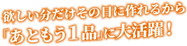 欲しい分だけその日に作れるから｢あともう1品｣に大活躍！