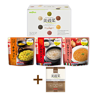 美穀菜+世界のお粥3種セット(プロテイン3袋付)