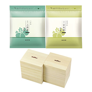 桐のお茶箱2個付！人気の日本茶大袋2種セット