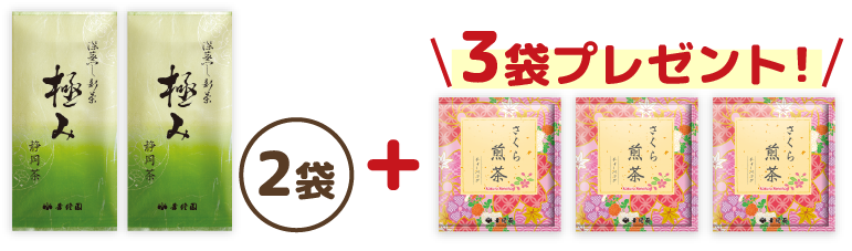 深蒸し新茶 極み 2袋セット さくら煎茶付