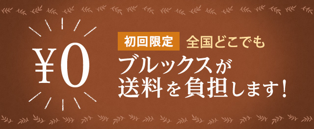 初回限定　全国どこでもブルックスが送料を負担します！