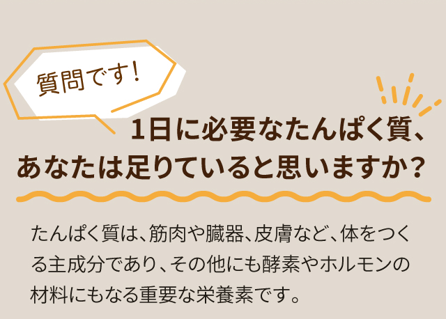 1日に必要なたんぱく質、 あなたは足りていると思いますか？