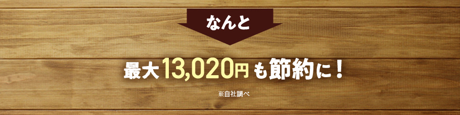 なんと→　最大13,020円も節約に！　※価格は税込価格です。※自社調べ