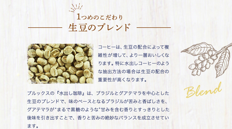 1つめのこだわり　生豆のブレンド