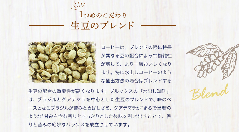 1つめのこだわり　生豆のブレンド