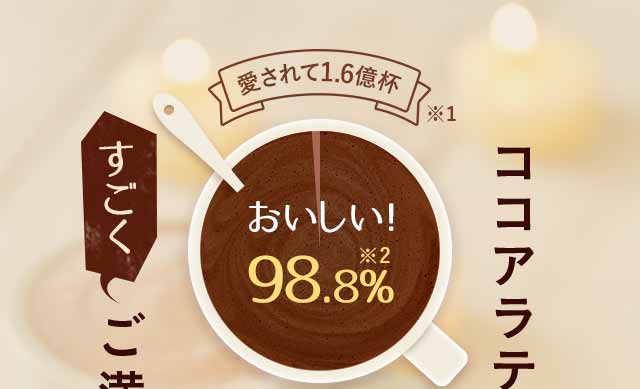 愛されて1.6億杯　※1　　おいしい！98.8％　※2